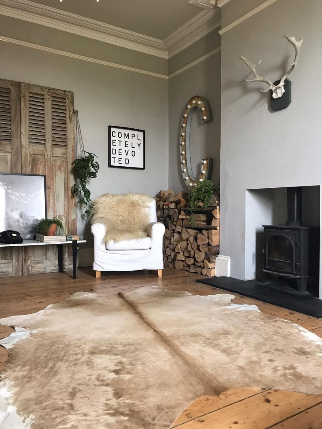 Cowhide rug In Living Room