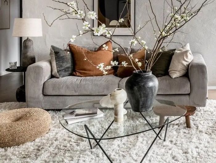 Grey 8x10 Area Rug in modern living room