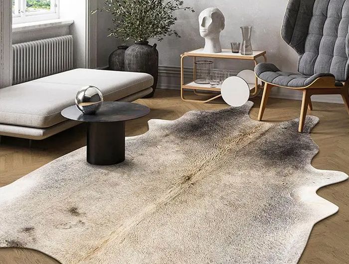 Cowhide rug In Living Room