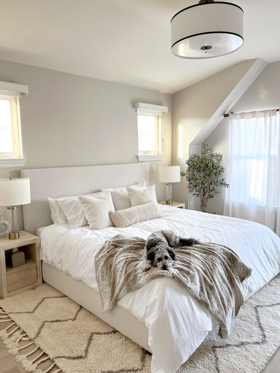 White fluffy bedroom rug