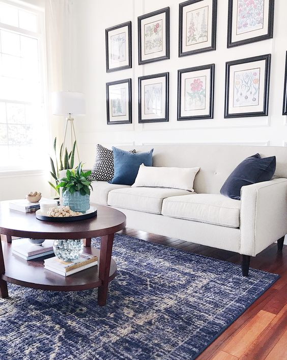 Blue and gold rug