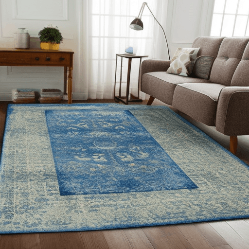 blue farmhouse area rug