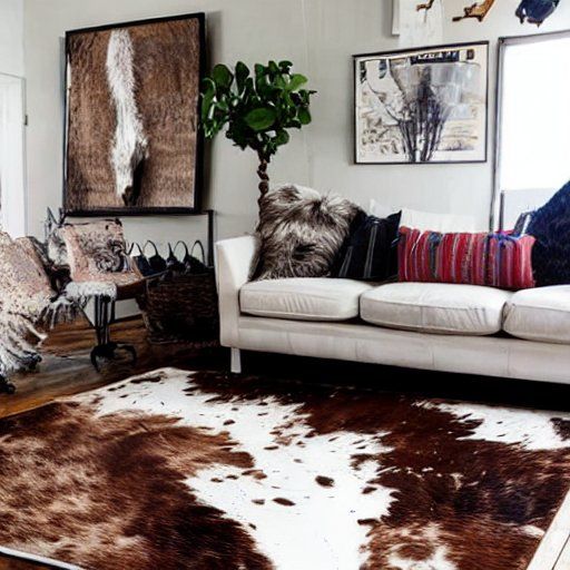Cowhide rug In Living Room