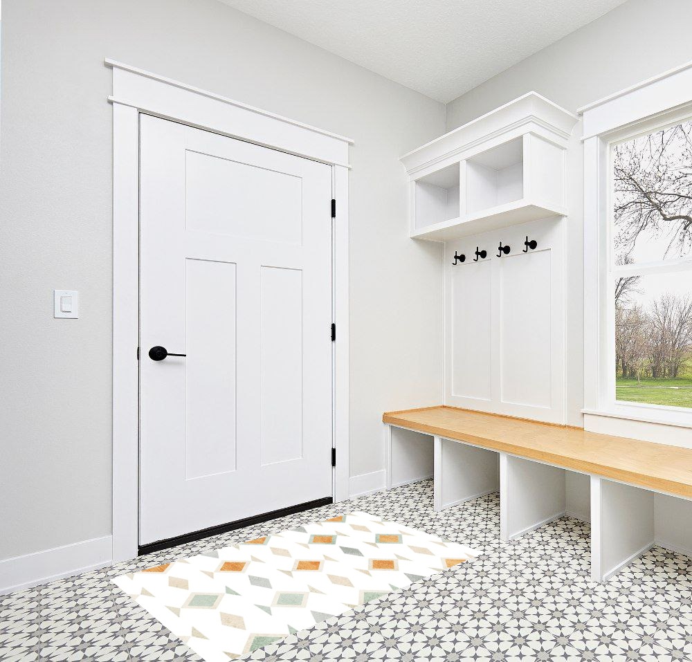 Eroyat Modern Minimalist Fresh Geometric Lattice Area Rug in White Modern Entryway