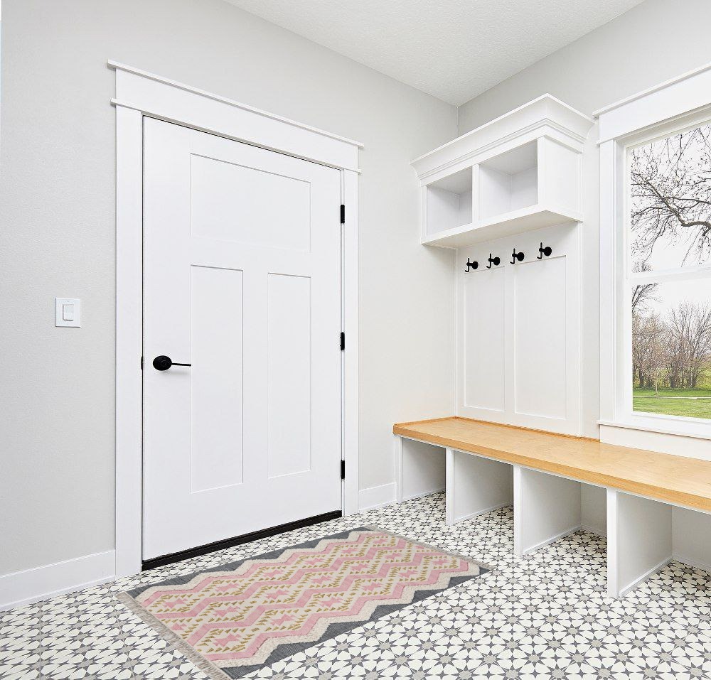 Wool Hand Made Contemporary Area Rug in White Modern Entryway