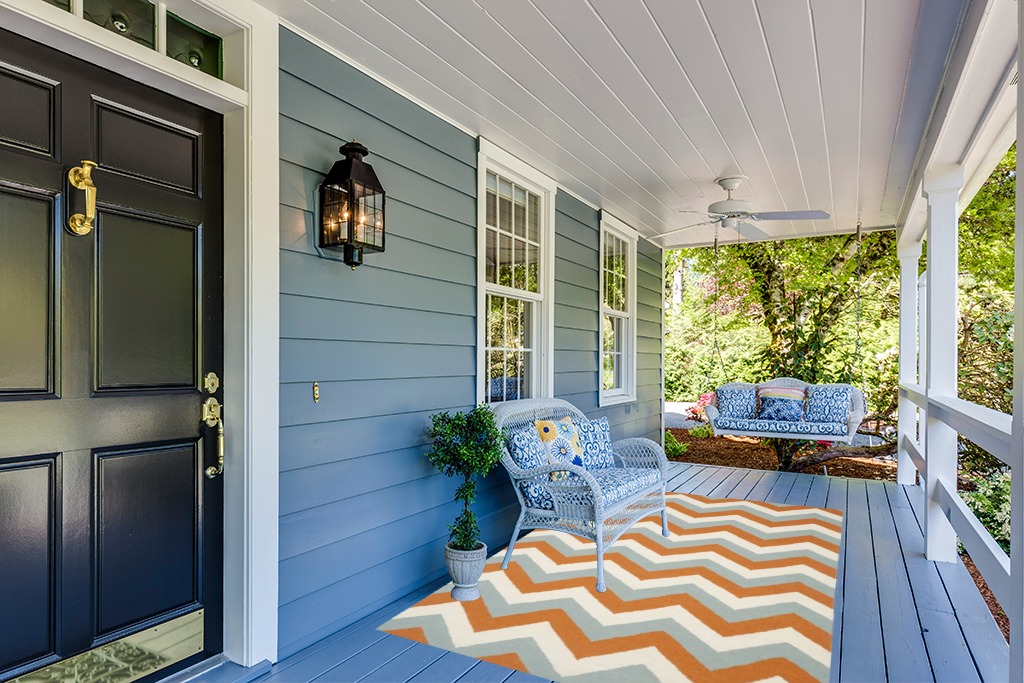 Safavieh 5' x 8' Dhurries Dhu640c Terracotta / Blue Rug in Light Blue Patio