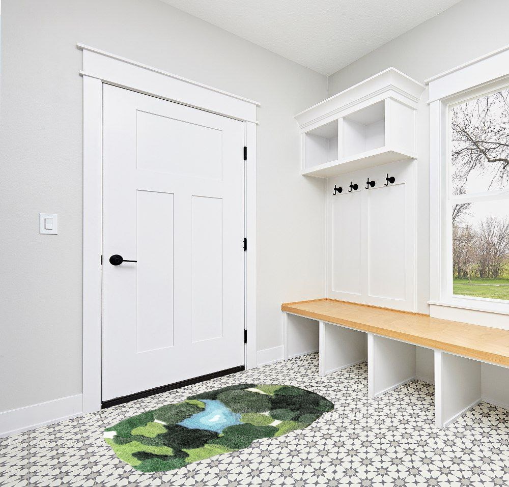 THRILRUG 3x5 Feet 3D Moss Rug,Shag Carpet Tropical Area Rugs Non Slip Turf Rug Indoor Bath Mat Tufted Rug,Ultra Soft Washable Kids Play Mat Plant Floor Mat for Bedroom,Living Room Forest Green 3x5 ft in White Modern Entryway