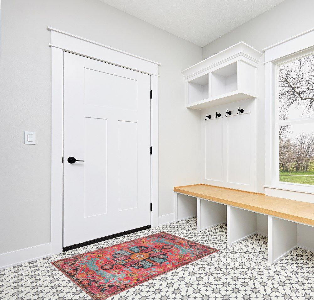 Wonnitar Boho Area Rug in White Modern Entryway