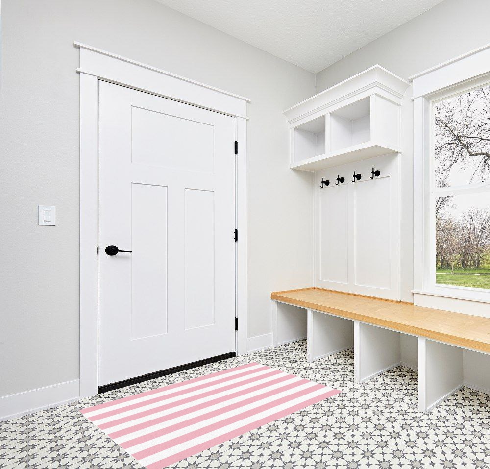 Area Rug, Christmas Pink Stripe Rug, Plush Living Room Rugs, Area Rugs for Living Room Decor Bedroom Decor, Rugs for Living Room, Carpet 2x3ft Rugs for Bedroom in White Modern Entryway