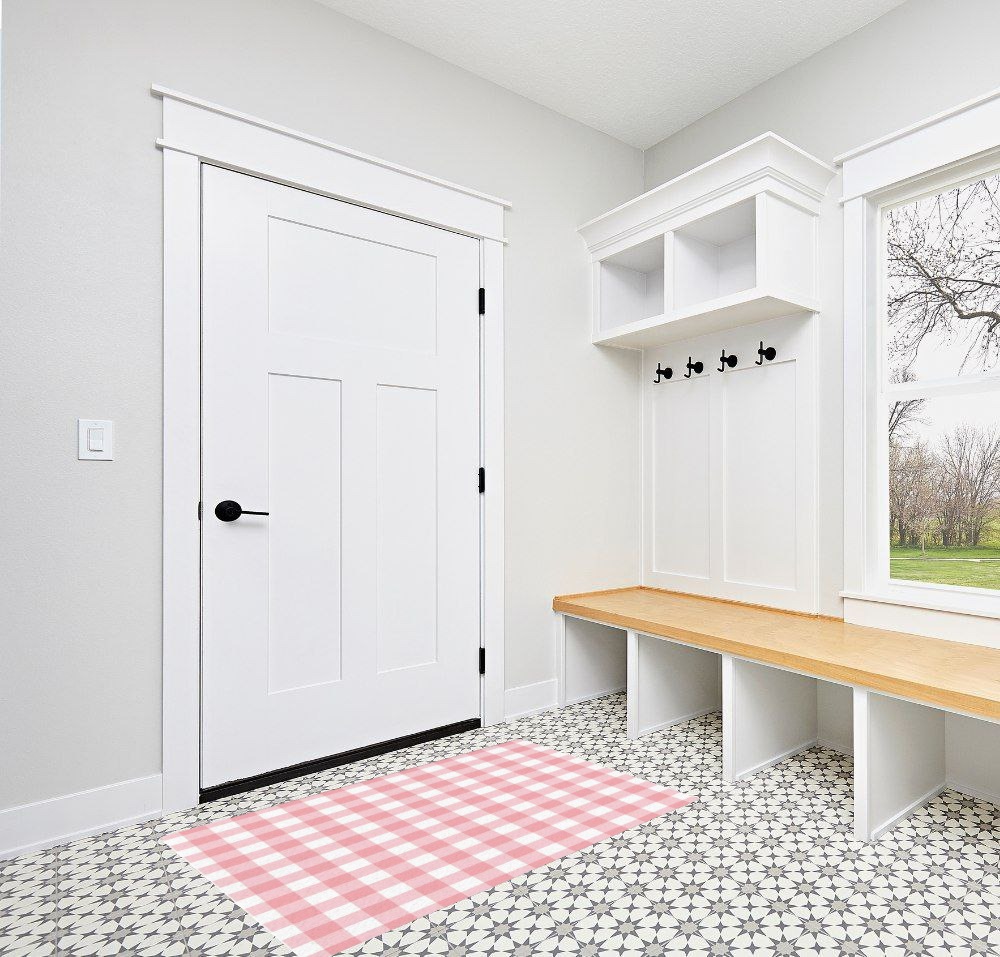 Pink Buffalo Plaid Rug, Fluffy Pink Rug Plush Area Rug, Pink and White Rug, Checkered Rug Living Room Rugs, Area Rug for Kids Room&Bedroom Decor, Rugs for Living Room, Carpet 2'7"x5ft Rugs for Bedroom in White Modern Entryway