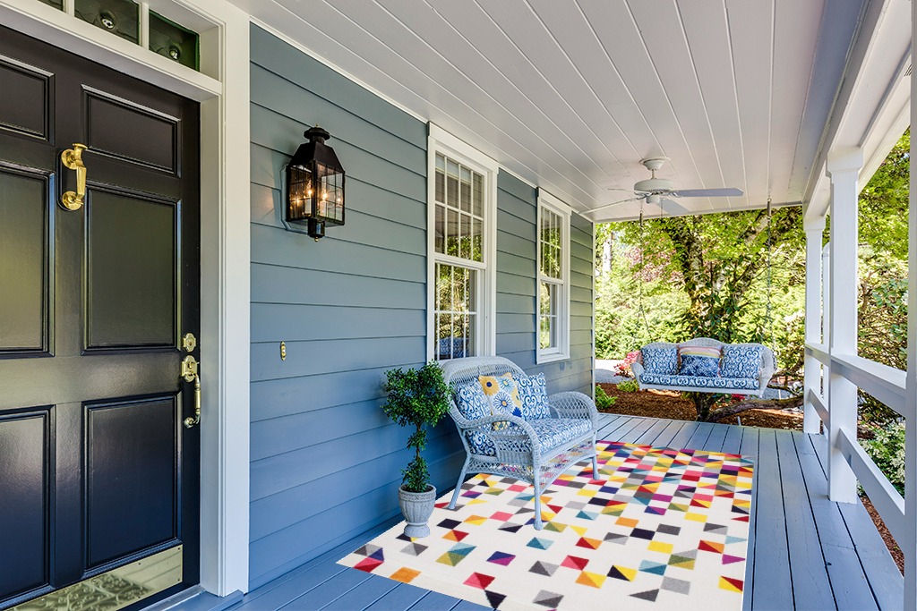 NuLOOM Takisha Triangle Area Rug, 5' x 8', Multi in Light Blue Patio