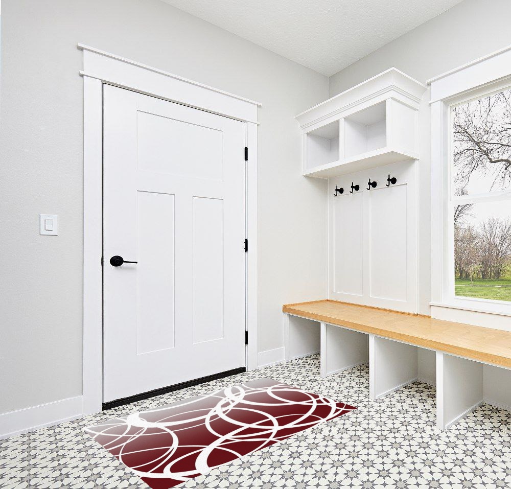 Large Area Rug, Red Ombre Non-Slip Indoor Accent Area Carpet, Modern White Geometric Abstract Art Fluffy Shaggy Runner Rug for Living Room, Bedroom, Kids Room, 2'7"x 5" in White Modern Entryway
