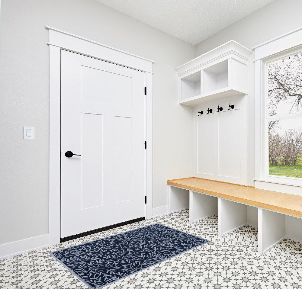 Safavieh Jardin Collection Accent Rug - 3' x 5', Navy & Ivory, Handmade Wool, Ideal for High Traffic Areas in Entryway, Living Room, Bedroom (JAR753N) in White Modern Entryway