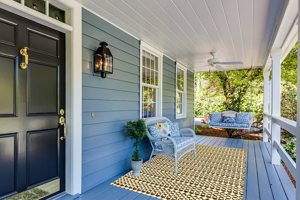 Superior Area Rug Pad, Non-Slip, Non-Skid, Floor Protector, Table Runner, Hardwood and Tile Floors Padding, Washable, Place Mats, Gripper Mat, Slide Stoppers, Rubber Rug Grip, 5' x 8', Cream in Light Blue Patio