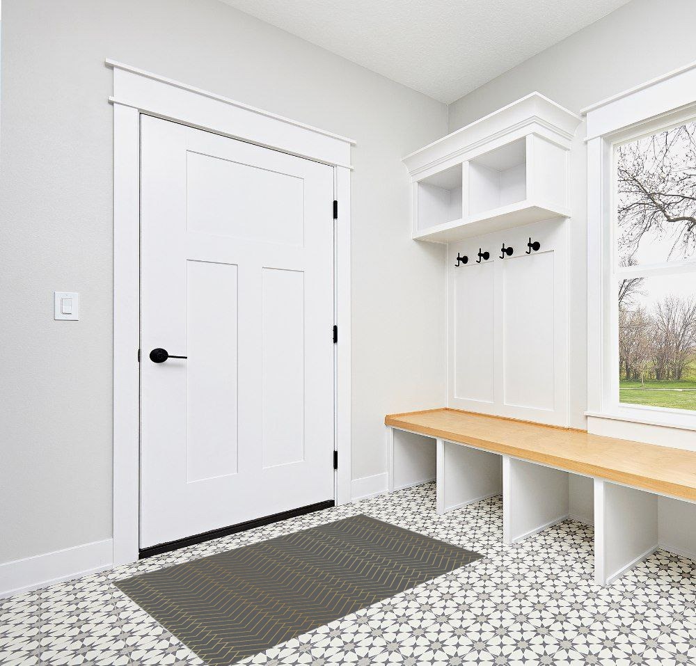 Area Rugs for Living Room, Geometric Yellow Lines Grey Background Modern Indoor Anti-Fading Doormat Entryway Mat Door Mat for Hallway, Kitchen, Bedroom, Area Carpet Decor 2'7"x5' in White Modern Entryway