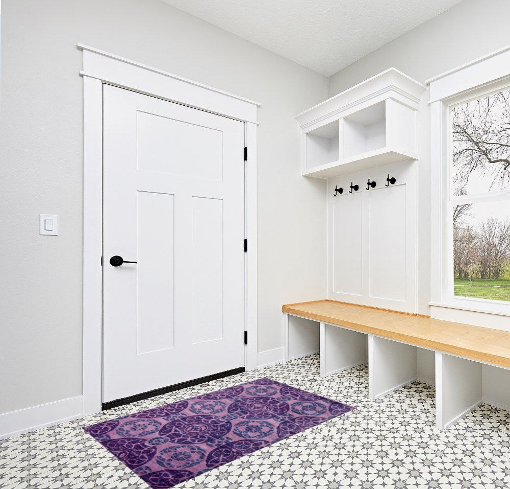 SAFAVIEH Wyndham Collection Accent Rug - 3' x 5', Purple, Handmade Modern Wool, Ideal for High Traffic Areas in Entryway, Living Room, Bedroom (WYD376J) in White Modern Entryway
