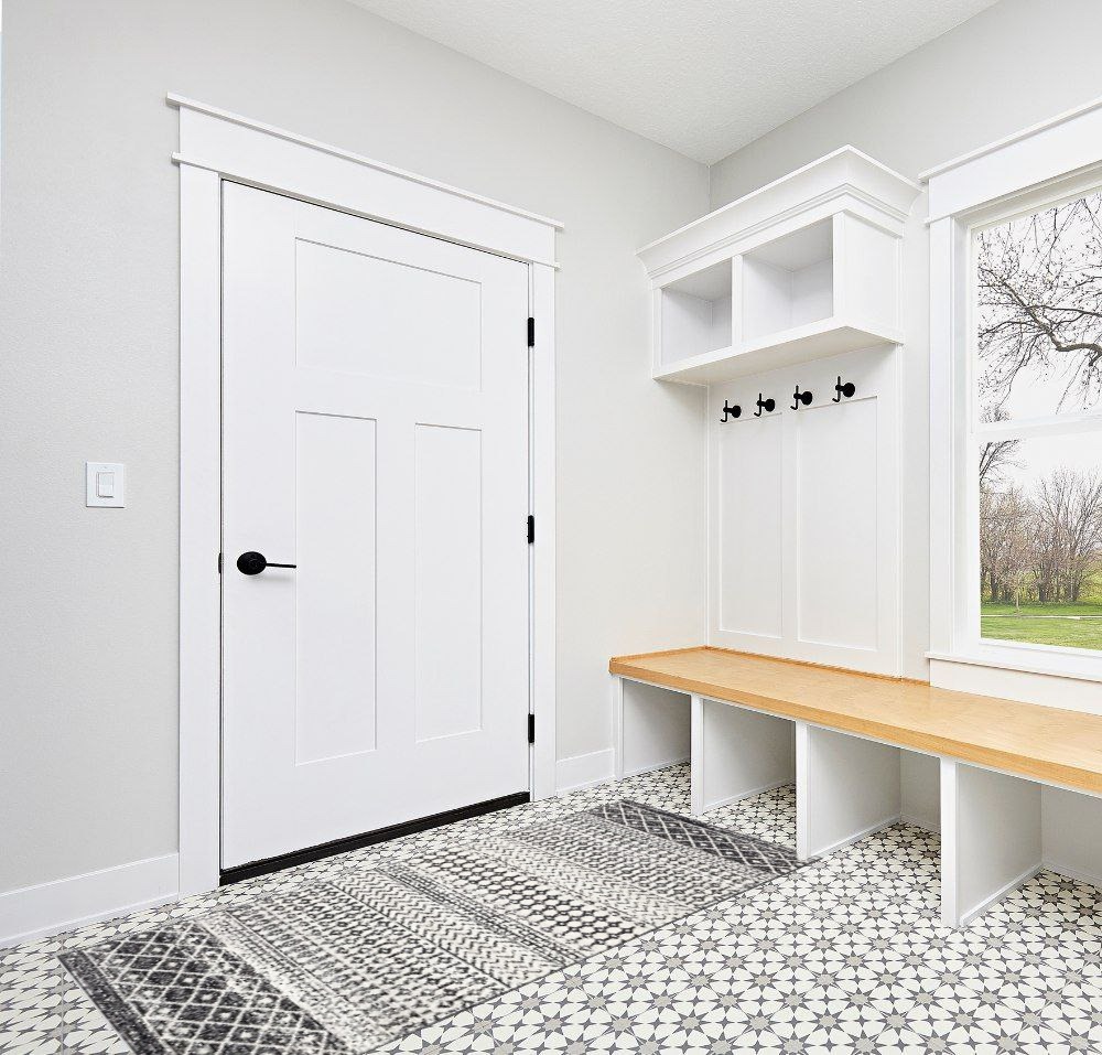 Hauteloom Constantinople Moroccan Trellis Bohemian Hallway, Entryway, Kitchen Runner Rug - Traditional Farmhouse Carpet - Black, Gray, White - 2'7" X 7'3" in White Modern Entryway