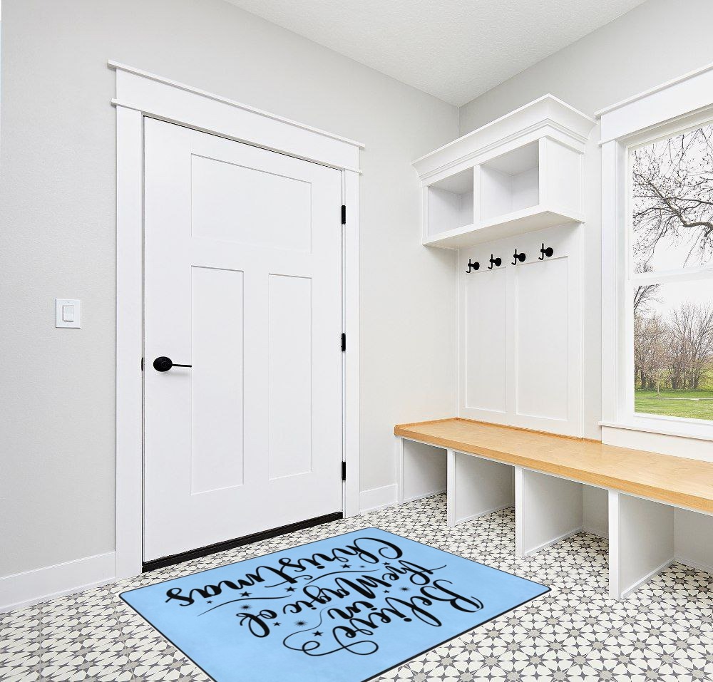 LIICHEES Believe in The Magic of Christmas.Funny Christmas Area Rug 63x48in Washable Rugs for Living Room Bedroom Large Rug Indoor Decorative Carpet Yoga Mat in White Modern Entryway
