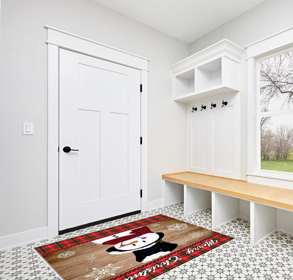 Area Rug, Winter Snowflake Snowman Christmas Rug, 2x3 Feet Rugs for Living Room Bedroom Kids Room Kids Room Nursery Classroom, Non-Slip Comrft Carpet Washable Rug in White Modern Entryway