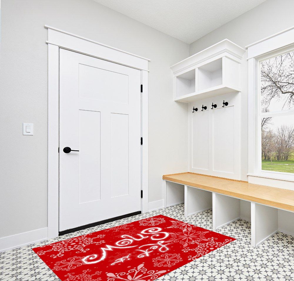 Area Rug, Let is Snow Christmas Rug, 2x3 Feet Rugs for Living Room Bedroom Kids Room Kids Room Nursery Classroom, Non-Slip Comrft Carpet Washable Rug in White Modern Entryway