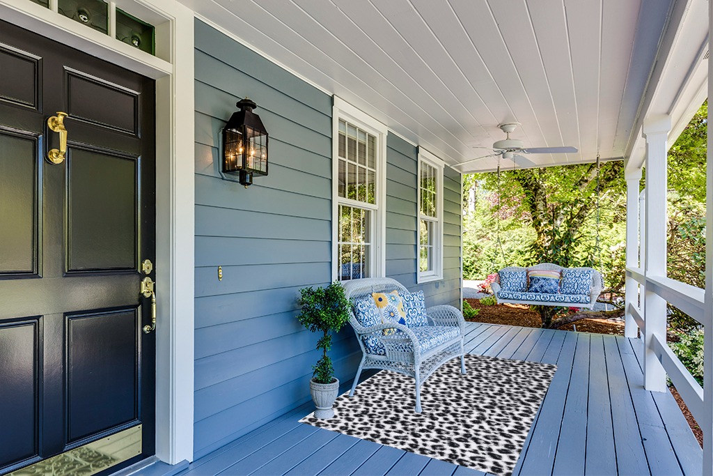 Fluffy Leopard Print Rug 4x6 Feet in Light Blue Patio