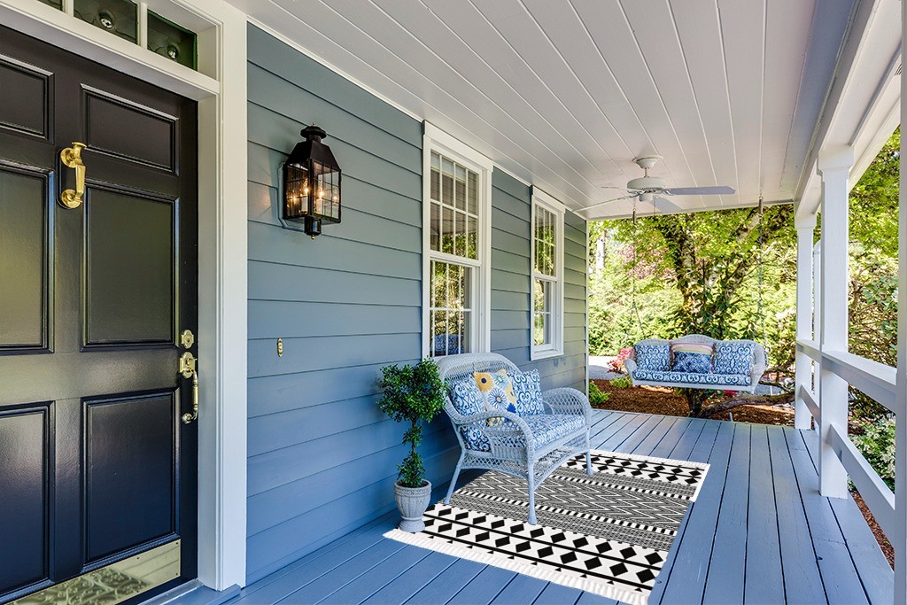 HEBE Bohe Area Rug in Light Blue Patio