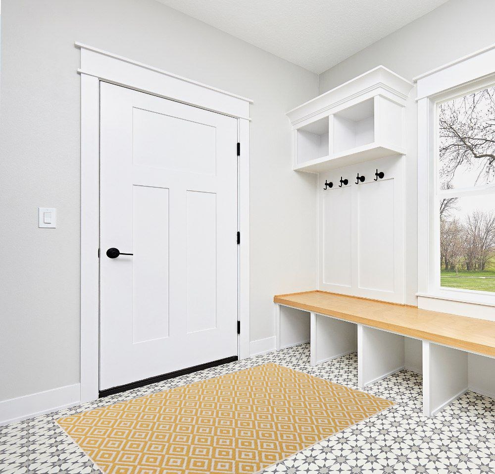 Unique Loom Outdoor Collection Area Rug - Costa Rica (4' 1' x 6' 1' Rectangle, Yellow Ivory/ Ivory) in White Modern Entryway