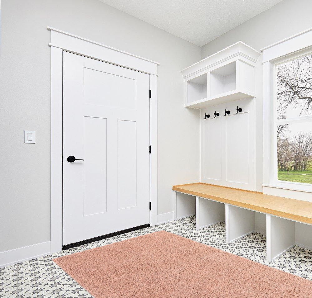 Everyday Shag Rug Pink in White Modern Entryway