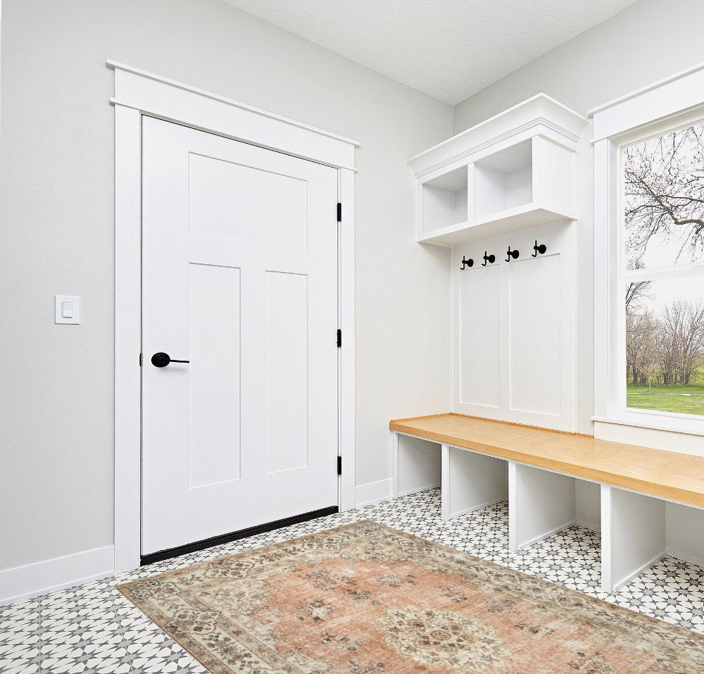 nuLOOM Ren Vintage Floral Machine Washable Area Rug in White Modern Entryway
