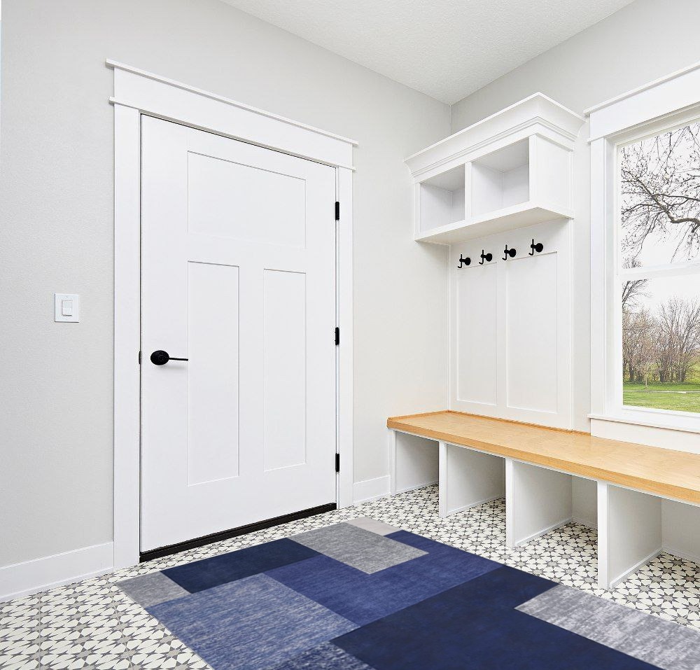 RUGSREAL Contemporary Area Rug in White Modern Entryway