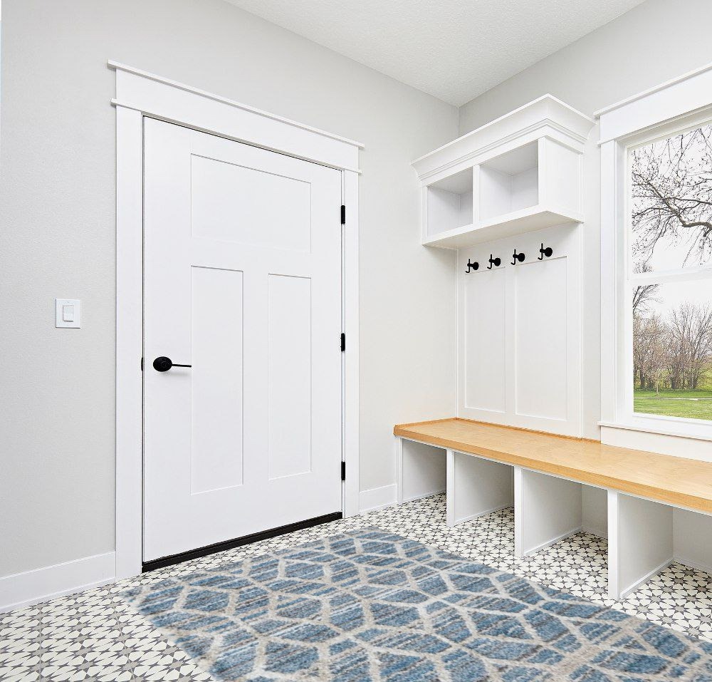 Ameli Contemporary Blue/Beige Rug, 4'' x 6'' Accent Rug Wade Logan Rug Size ... in White Modern Entryway