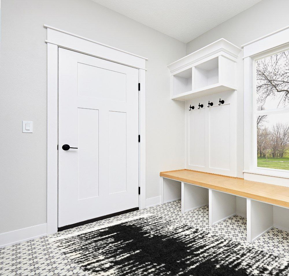 Knupp Abstract Black/White Area Rug Trent Austin Design Rug Size: Rectangle 5'3" x 8' in White Modern Entryway