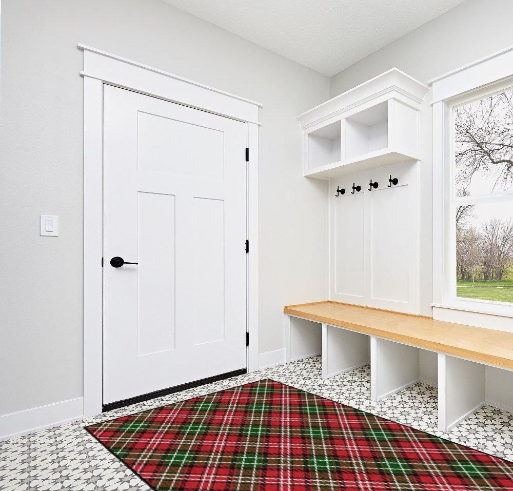 Brumlow MILLS Christmas Plaid Washable Festive Print Holiday Area Rug for Living or Dining Room, Bedroom Carpet and Kitchen Rug, 5'x8', Multicolor in White Modern Entryway