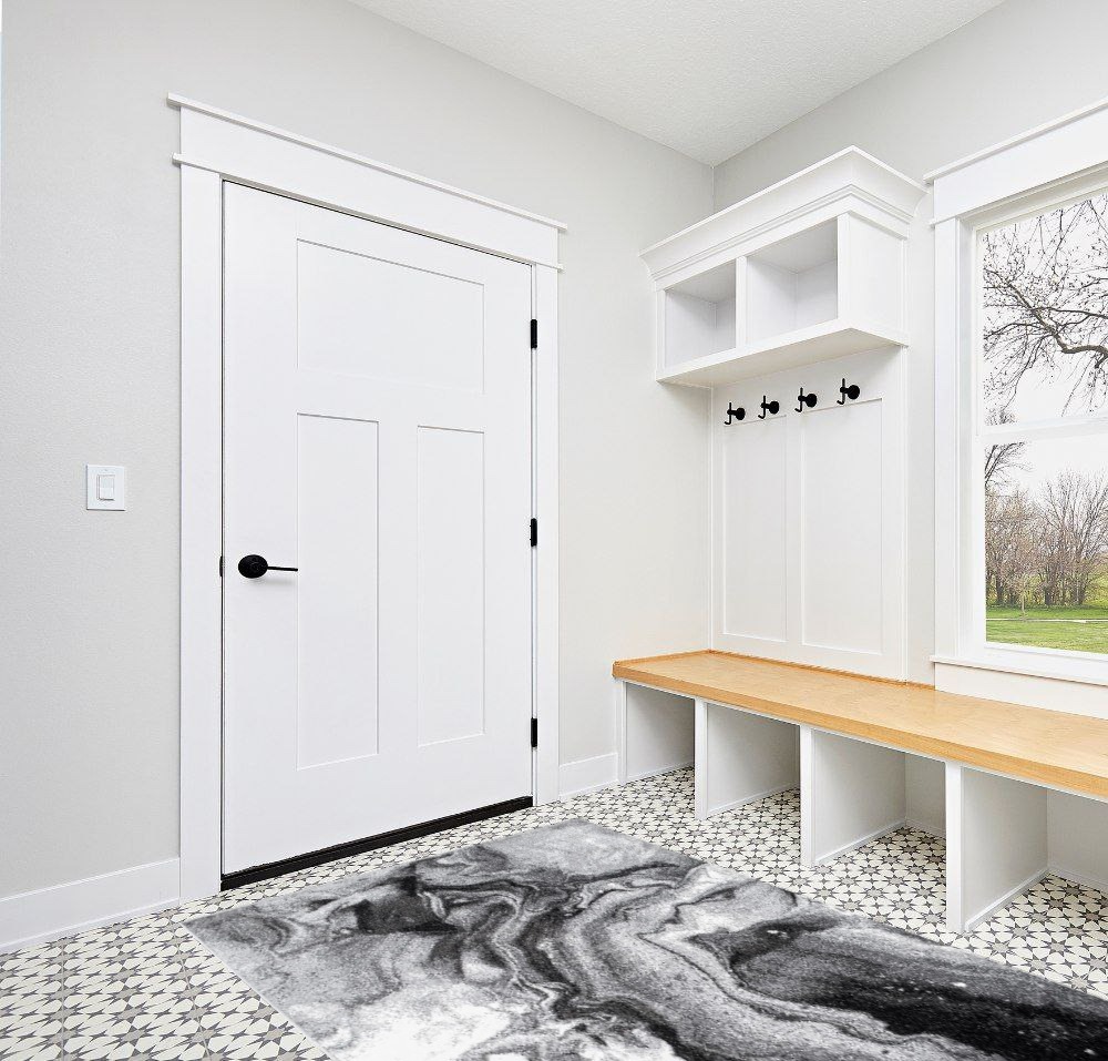 nuLOOM Remona Modern Abstract Area Rug, 5x8, Grey in White Modern Entryway