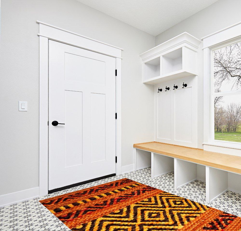 INDIA LIVING Indian Handmade Kilim Rug Moroccan Area Rug Washable Bedroom Rug Indoor Small Persian Living Room Office Carpet Decorative Rug, 5"x8", Orange in White Modern Entryway