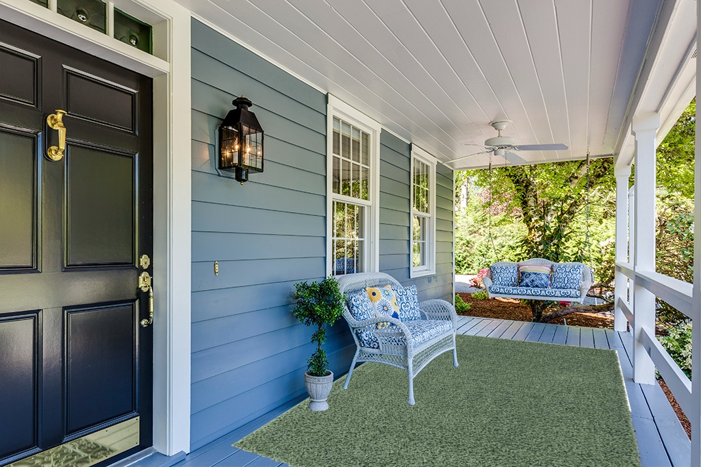 Green Shag Rug 6'x9' in Light Blue Patio