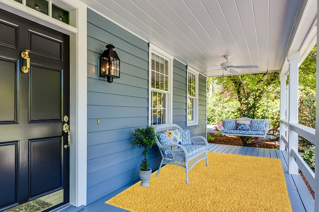 Yellow, 6x9 Feet fluffy rug in Light Blue Patio