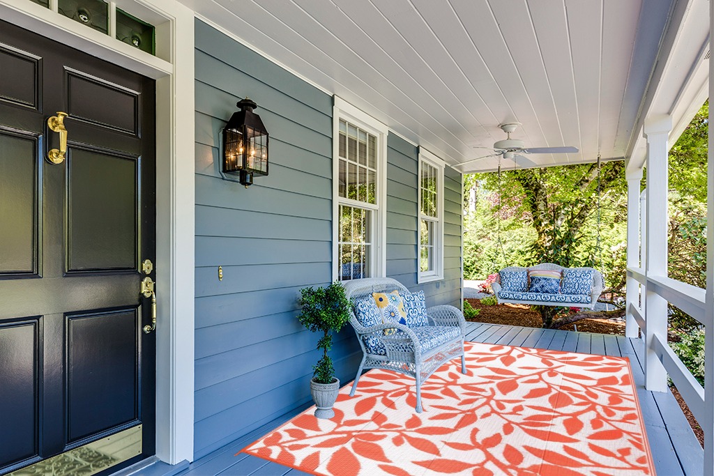 Outdoor Patio Rug Waterproof Camping - Outdoor Rugs Outdoor Carpet, Plastic Straw Area Rug for Patios Clearance RV, Outside Porch Rug Balcony Rug RV Rug Deck Rug for Camper, Orange 6x9 ft in Light Blue Patio