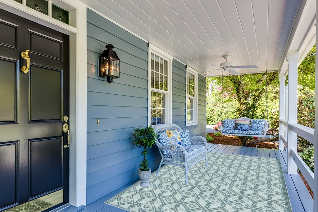 BalajeesUSA Outdoor Rug 6 by 9 feet Grey - Outdoor Rugs for Patios Clearance - Waterproof Camping Rugs for Outside Your RV, Porch, Deck, Tent, Camper Accessories - Outdoor Patio Rug 7049 in Light Blue Patio