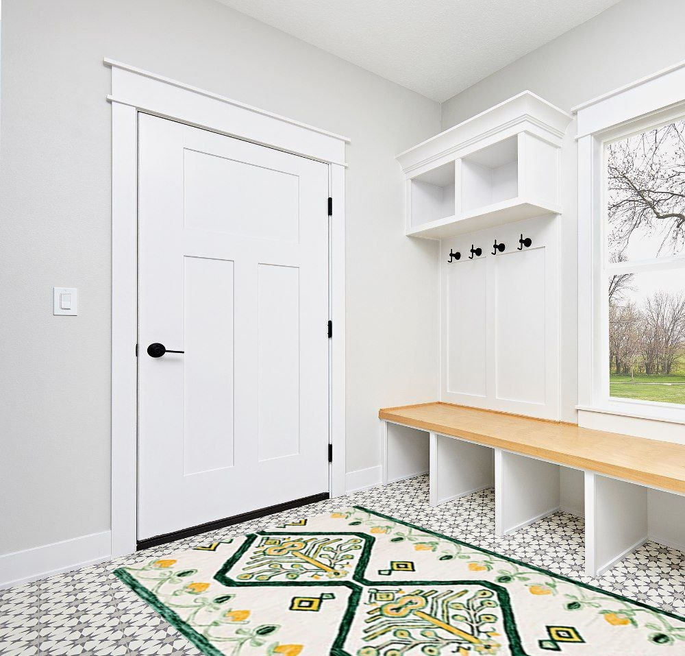 SAFAVIEH Aspen Collection Area Rug - 5' x 8', Ivory & Yellow, Handmade Moroccan Boho Tribal Wool, Ideal for High Traffic Areas in Living Room, Bedroom (APN703C) in White Modern Entryway