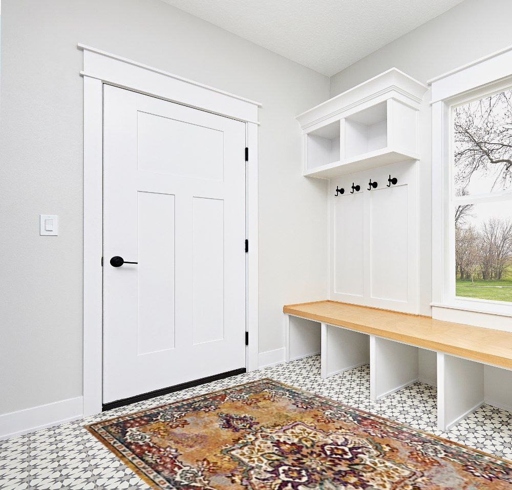 SAFAVIEH Savannah Collection 5'1" x 7'6" Yellow / Yellow SVH628H Boho Chic Area Rug in White Modern Entryway