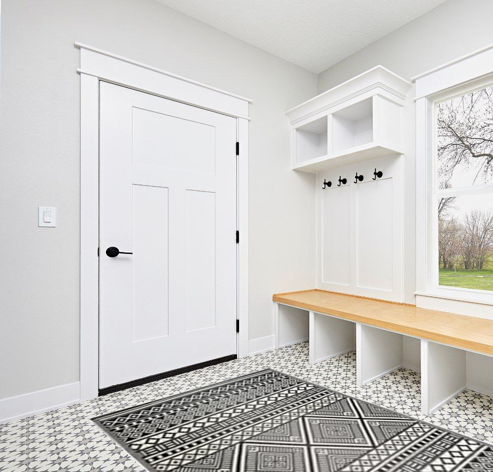 Beverly Rug Aztec Outdoor Rugs in White Modern Entryway