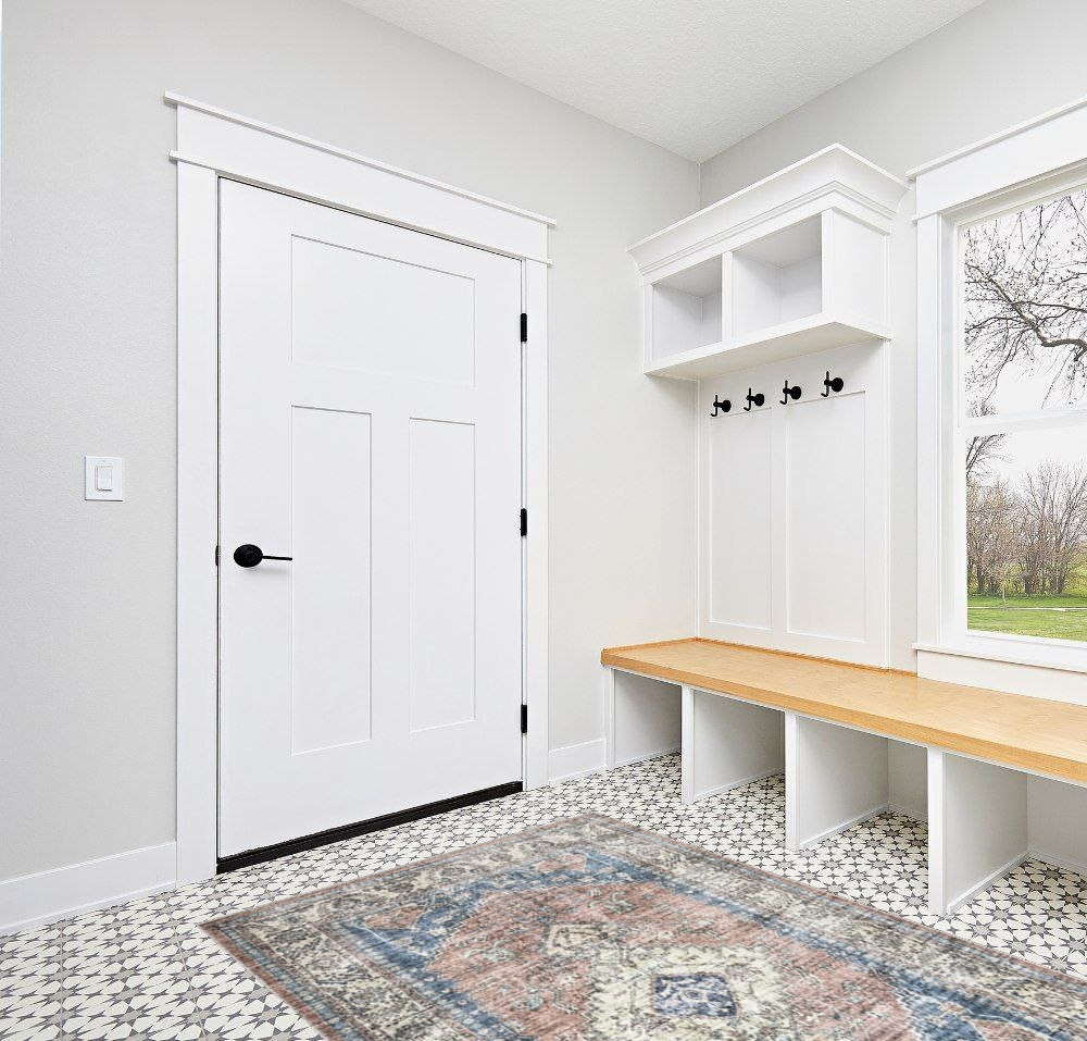 Bloom Rugs Caria Washable Non-Slip 5x7 Rug in White Modern Entryway