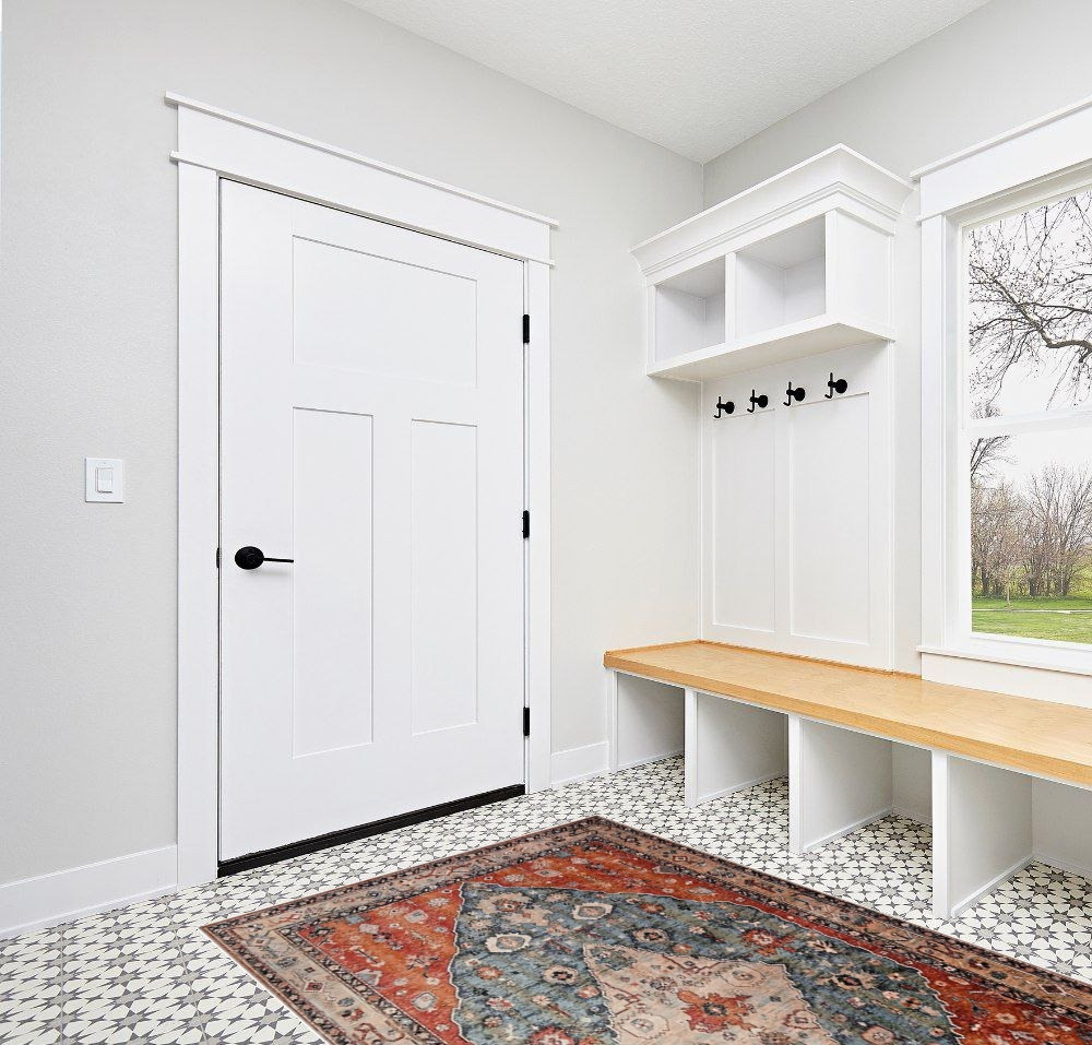 Lahome Boho Tribal Area Rug in White Modern Entryway