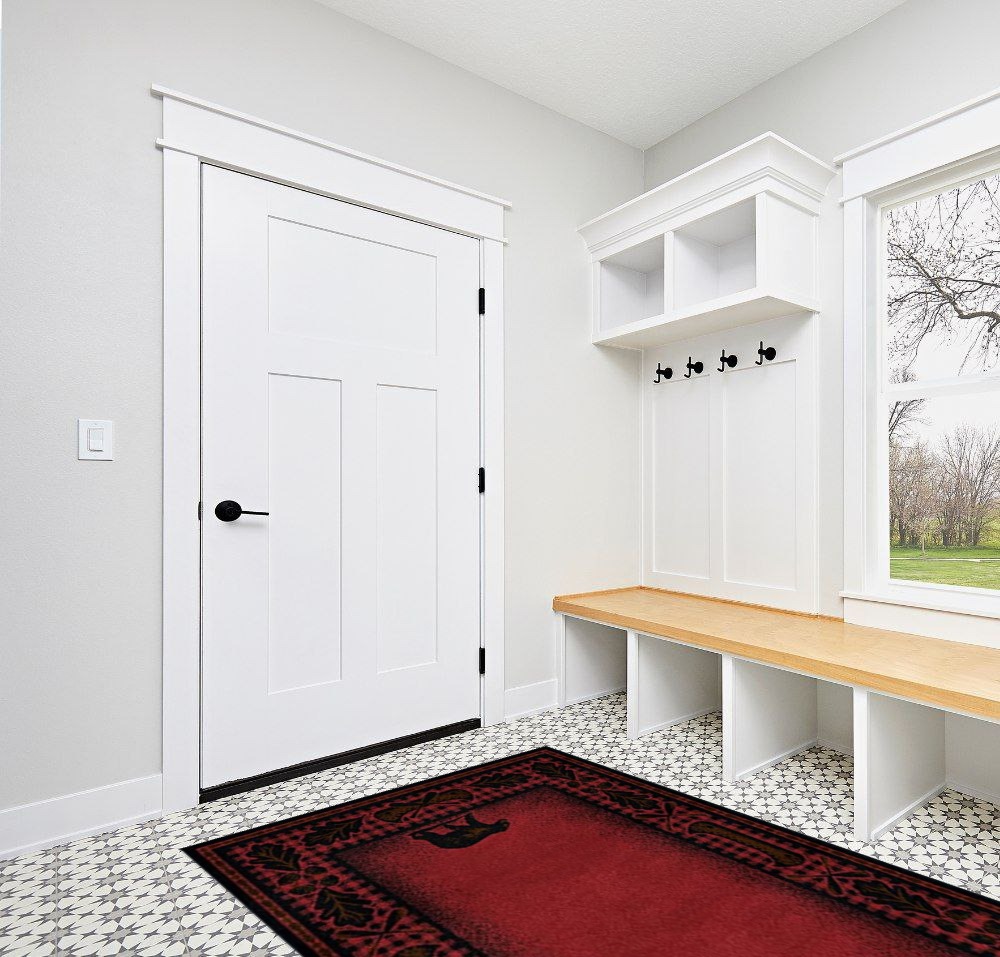 Rug Empire Rustic Lodge Cabin Bear Walk Area Rug, 5'3"x7'3" in White Modern Entryway