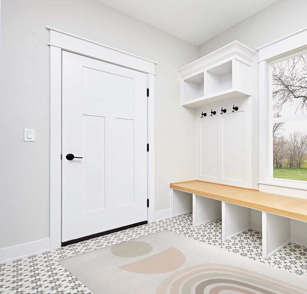 Boho Stacked Rainbow Ivory Area Rug by Corrigan Studio Corrigan Studio Rug Size ... in White Modern Entryway