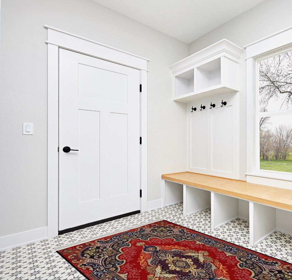 Area Rug,Machine Washable Vintage Rug,Perfect Non-Slip Floor Carpet for Home Decor,Floor Decoration,5'x7'Rug in White Modern Entryway