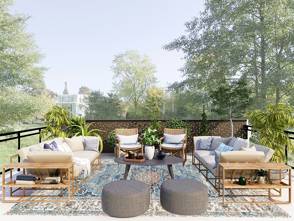 8'x10' Stain Resistant Washable Rug in Scandinavian Modern Patio