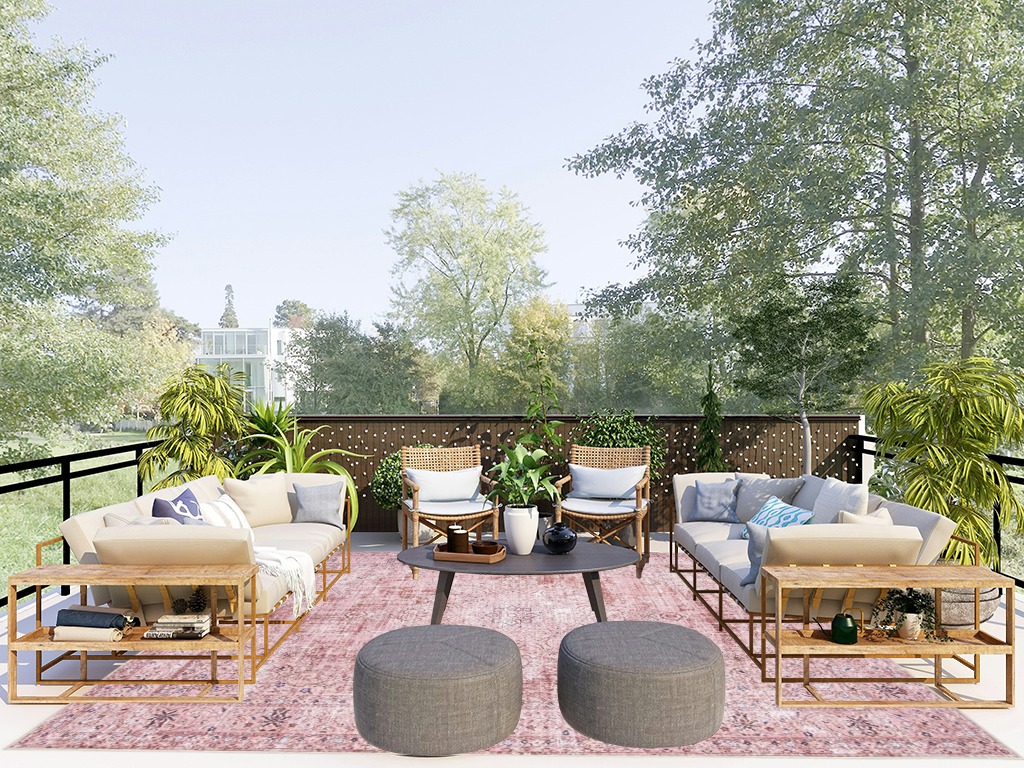 Bohemian Vintage Foldable Large Carpet in Scandinavian Modern Patio