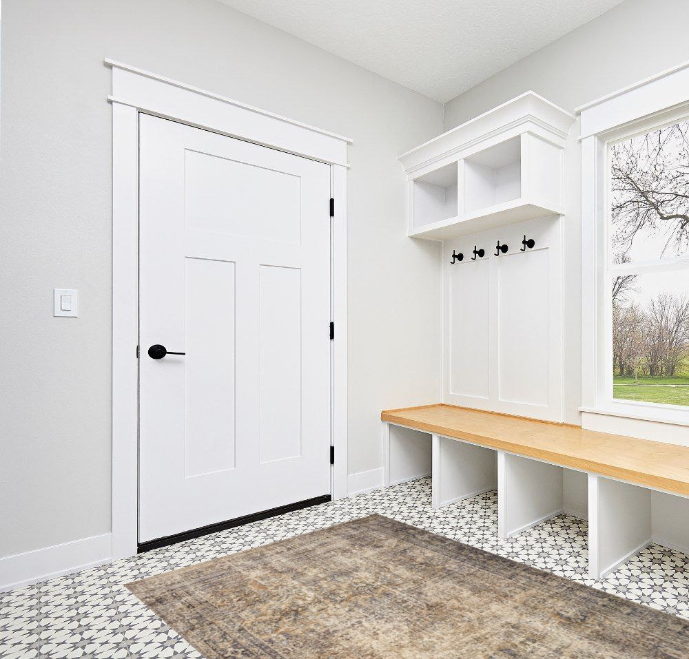Amber Lewis x Loloi Morgan Collection MOG-01 Sunset / Ink 5'-0" x 7'-0" Area Rug feat. CloudPile in White Modern Entryway